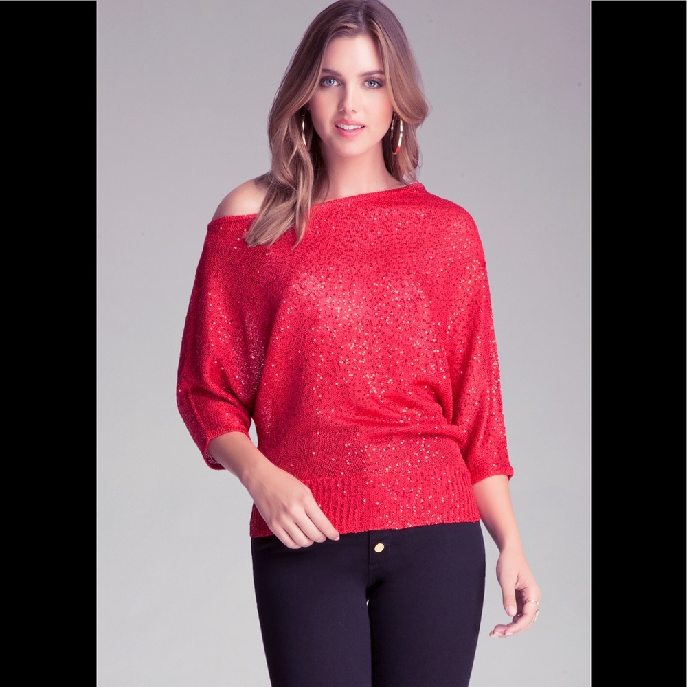 *Sold*Bebe asymmetrical sequin Sweater